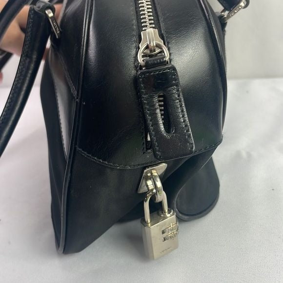 Prada Black Nylon Leather Satchel Bag