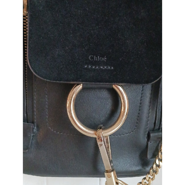 CHLOE MINI FAYE BLK SUEDE LEATHER BACK PACK.