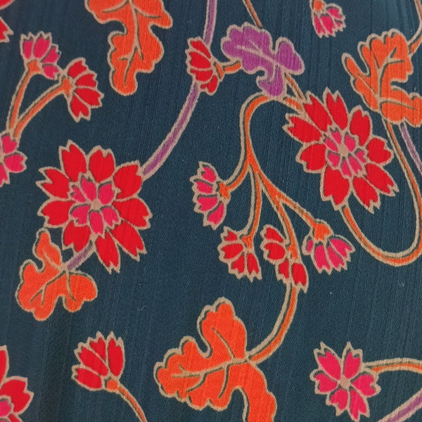 Diane Fres Vintage Multi Print Tie Front W Ruffles Long Dress.