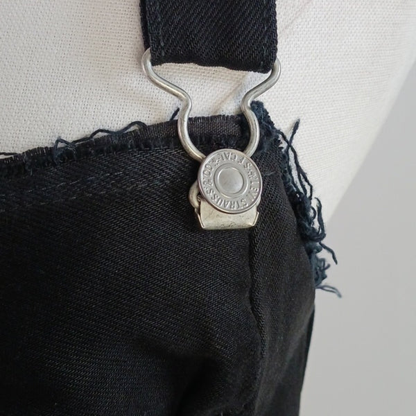 Re/done Black Denim Overall Mini Dress.
