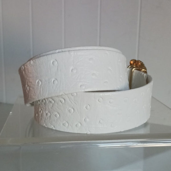 Mimi D Vintage White With Gold Buckle Belt