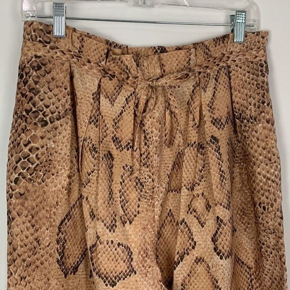 Mara Hoffman Tan Snake Paper Bag Tie Slacks
