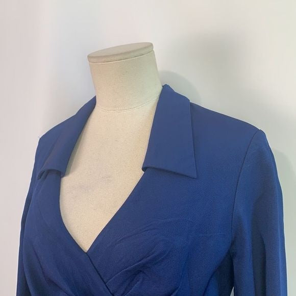Pamela Roland blue pleated bottom fit/flare dress