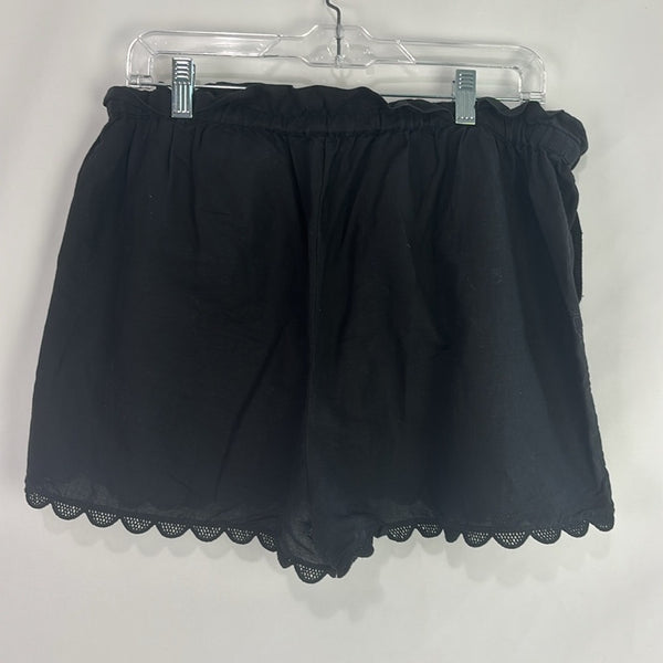Ulla Johnson Black Linen Lace Trim Shorts