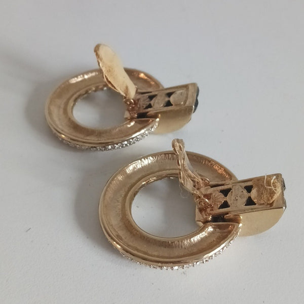 Ben Amun Large Black Rhinestone Clips Earrings.