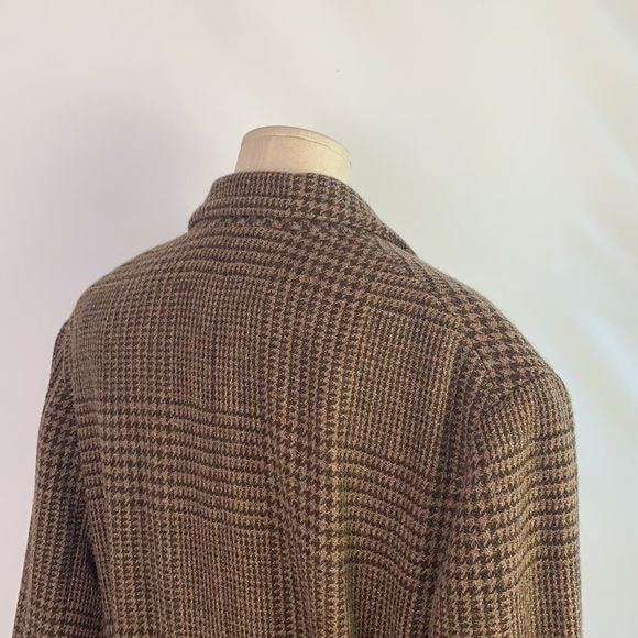 Ralph Lauren Tan Plaid Full Length Wool Coat