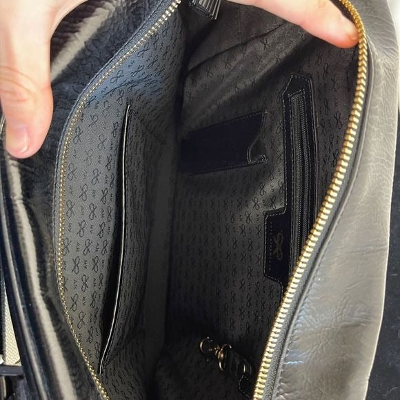 Anya Hindmarch black leather satchel with strap