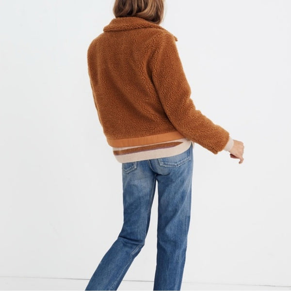 Madewell size M brown faux fur bomber jacket