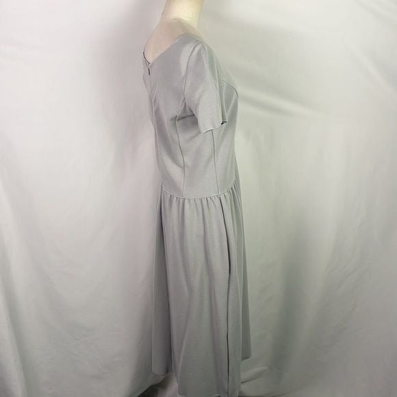 Emporio Armani Grey Ribbed Knit Short Sleeve Dress
