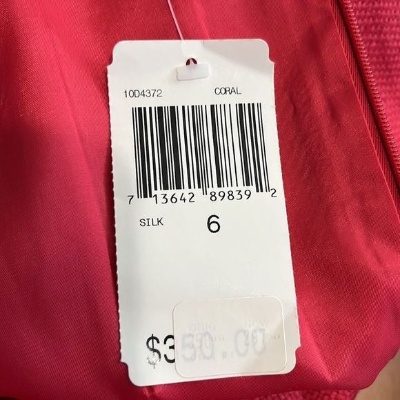 Kay Unger NWT Pink Dress with Ruffle Neck