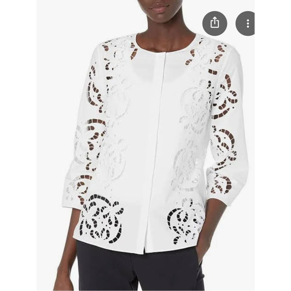 THEORY WHITE W LACE BLOUSE