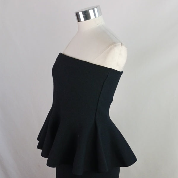 Ann Taylor Black Ruffle Strapless Top/Skirt Set