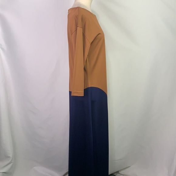 Hugo Boss NWT brown navy color block midi dress