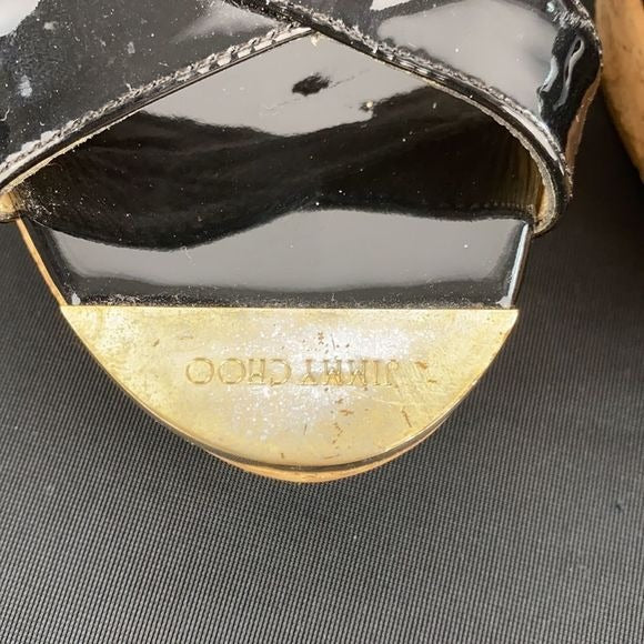 Jimmy Choo Black Patent Cork Bottom Platforms