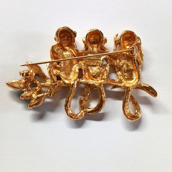 Trifari Rare 1996 Hear See Speak No Evil Pin.