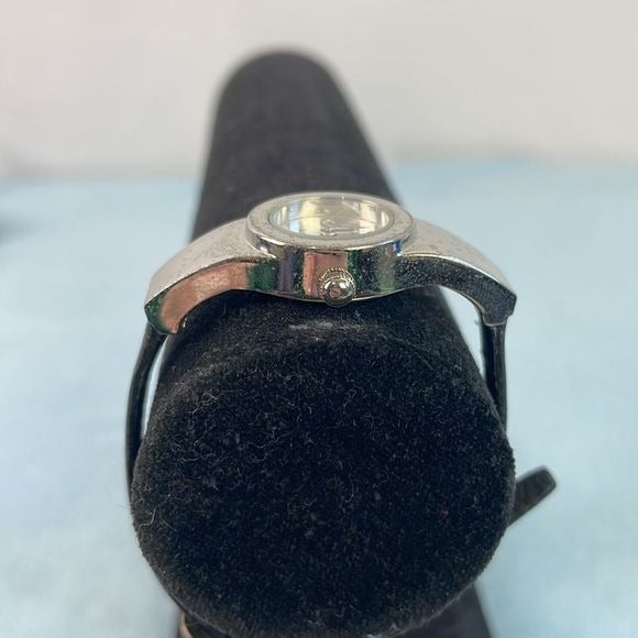 Gucci Small Silver Round Face w Black Strap Watch