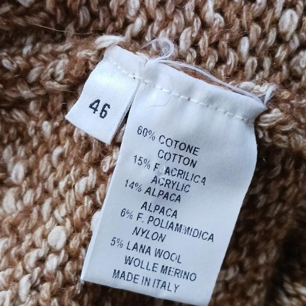 Base Brown Tweed Mock Neck Knit Sweater