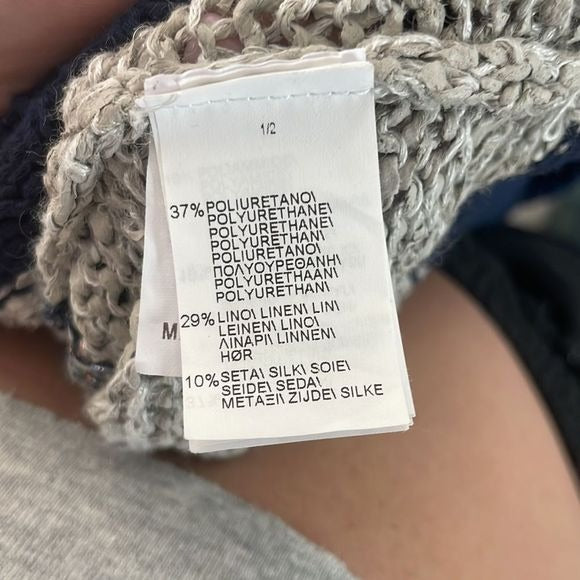 Bruno Cucinelli White Blue Sparkle Gray Sparkle Striped Sweater