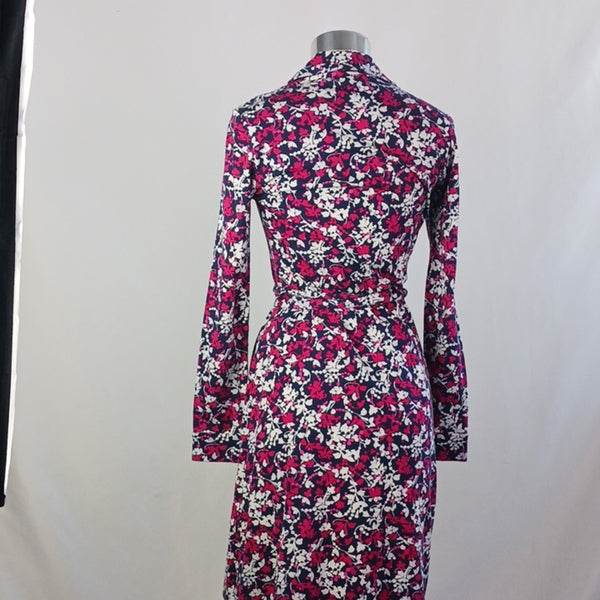 Diane Von Furstenberg Pink Blue Floral Wrap Dress.