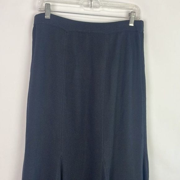 St John Black Flare Bottom Long Knit Skirt
