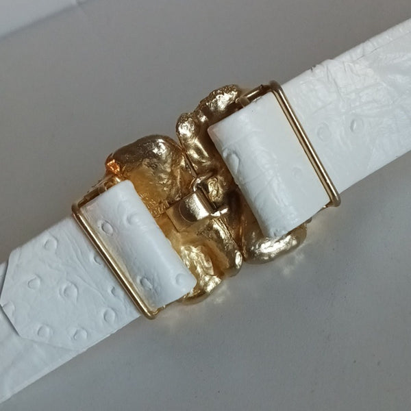 Mimi D Vintage White With Gold Buckle Belt