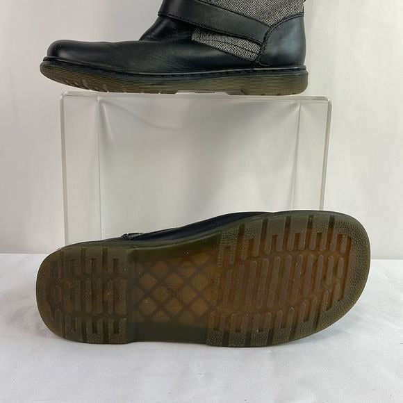 Dr Marten Grey Fabric With Black Leather Ankle Boots