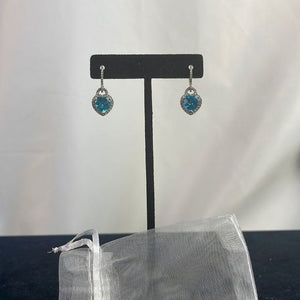 Blue Crystal Diamond Heart Earrings