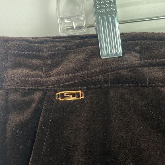 St John Brown Velvet Slacks With Copper Chain Belt
