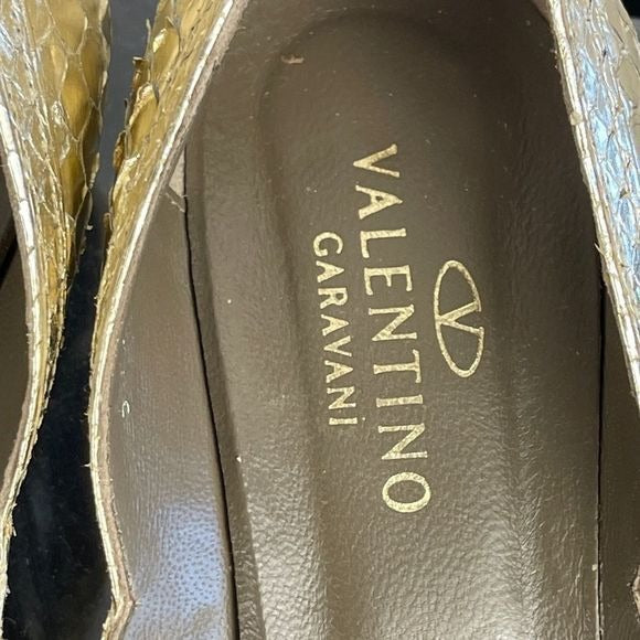 Valentino gold snake low heel