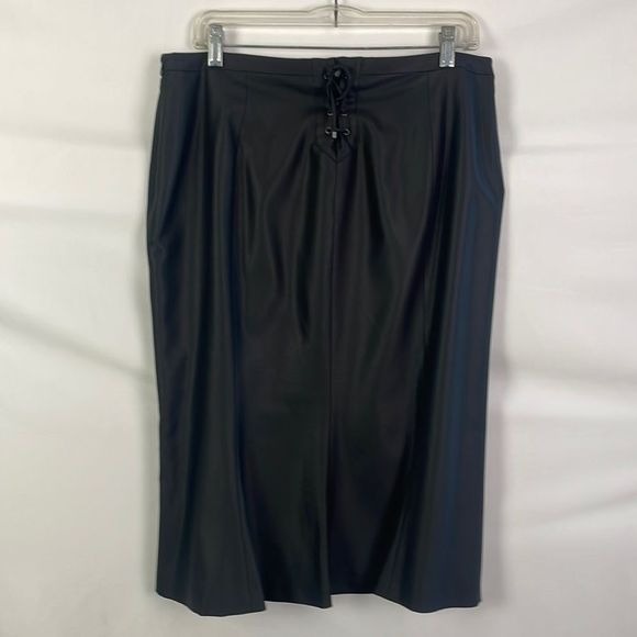 Escada Black Satin Tie Back Skirt