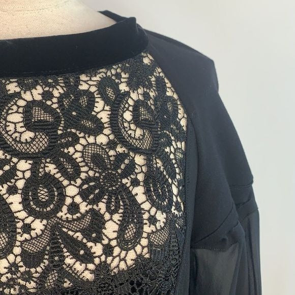 Maria Grazia Severi black with velvet/fur/beaded trim dress