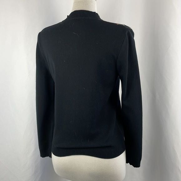 St John Black Print Zip Cardigan