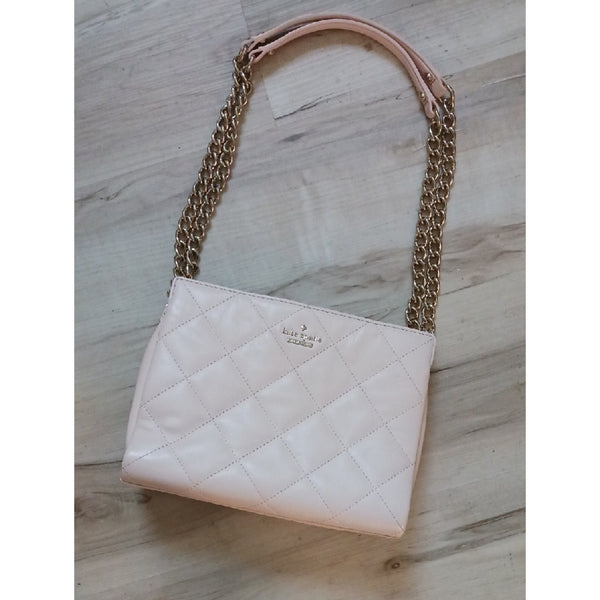 KATE SPADE BLUSH QUILTED CHAIN STRAP BAG.