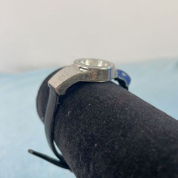 Gucci Small Silver Round Face w Black Strap Watch