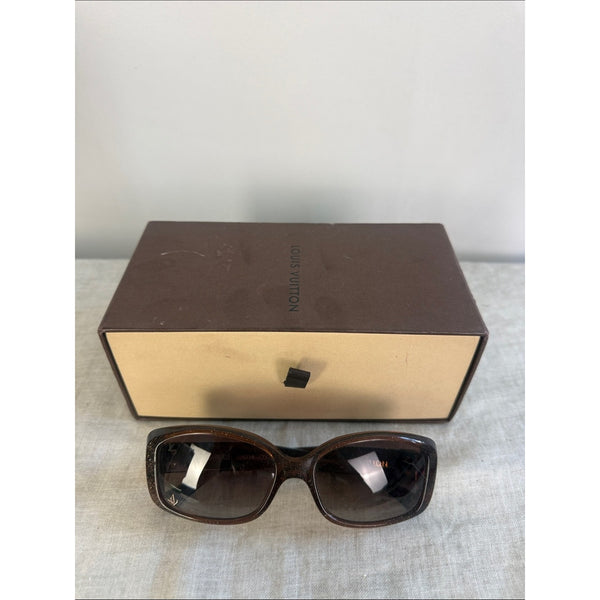 LOUIS VUITTON GOLD GLITTER BROWN IN BOX SUNGLASSES