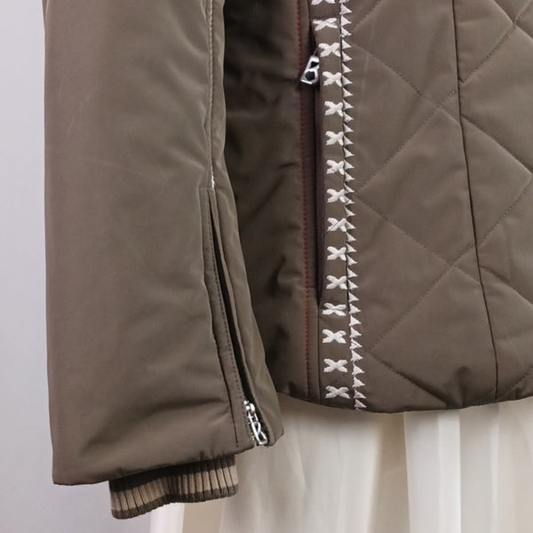 Bogner Br W Embroiderd Zip Nylon Women's Quilted Hooded Jacket.