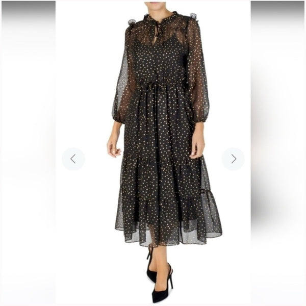 Julia Jordan Blk w Gold Dots Dress