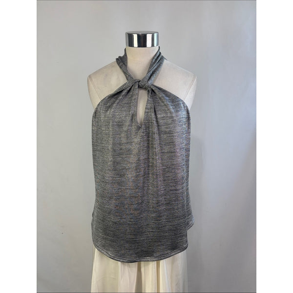 NWT VERONICA M SILVER SHIMMER KNOT FRONT TANK TOP