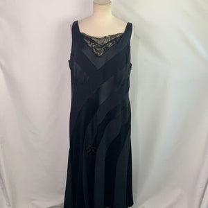 Montage by Mon Cheri black striped with lace and bows dress