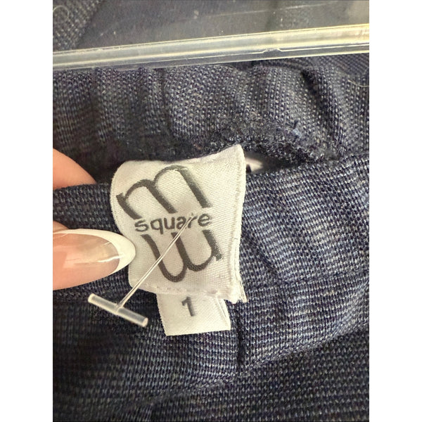SQUARE NAVY WIDE LINEN PANTS