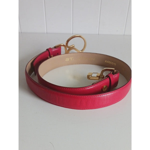 ST.JOHN RED LOGO LEATHER BELT