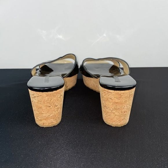Jimmy Choo Black Patent Cork Bottom Platforms