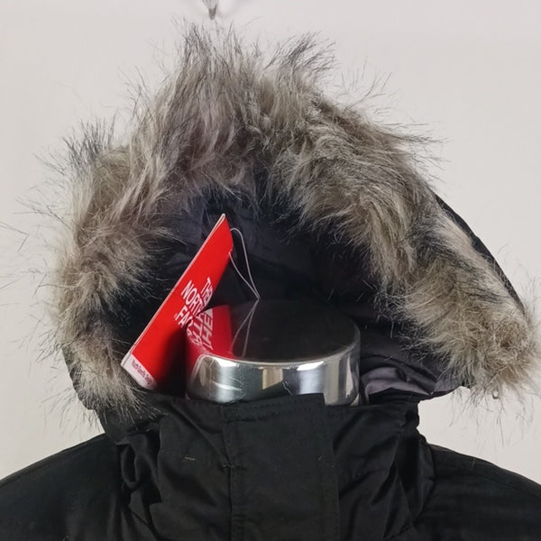 North Face NWT Black Belted  Hood W Fur Trim Kids Jacket