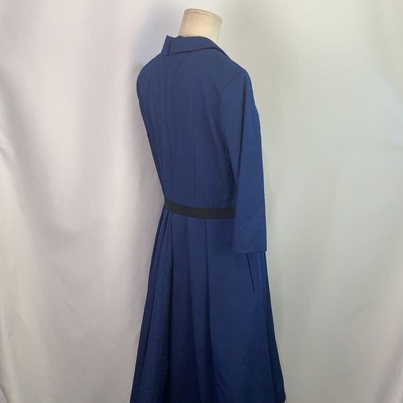 Pamela Roland blue pleated bottom fit/flare dress