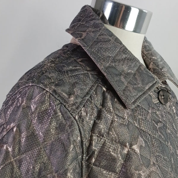 Chico's Metallic Snake Quilted Jacket NWT