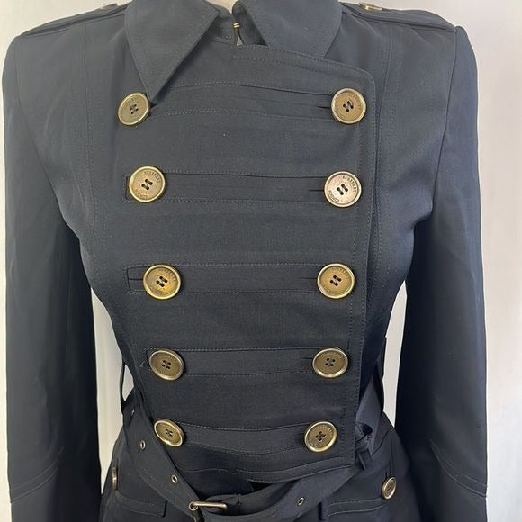 Burberry Black Double Breasted with Belt Jacket