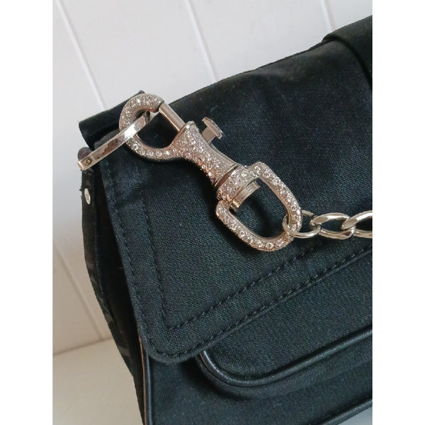 CHRISTIAN DIOR BLK JERSEY HARD CORE SHOULDER BAG.