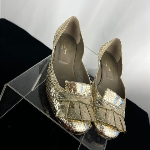 Valentino gold snake low heel