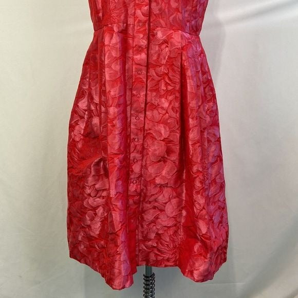 Carmen Marc Valvo NWT Coral Brocade Fit Flare Dress