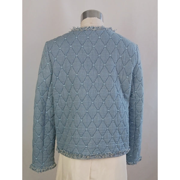 J MCLOUGHLIN DENIM QUILTED JACKET.